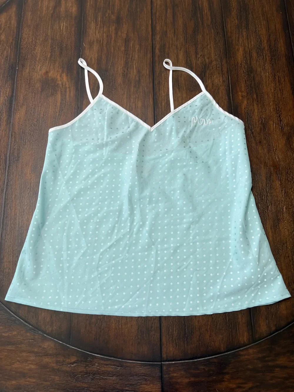 KATE SPADE Women’s Aqua Polka Dot “Mrs.” Pajama Set Cami & Shorts Size Small